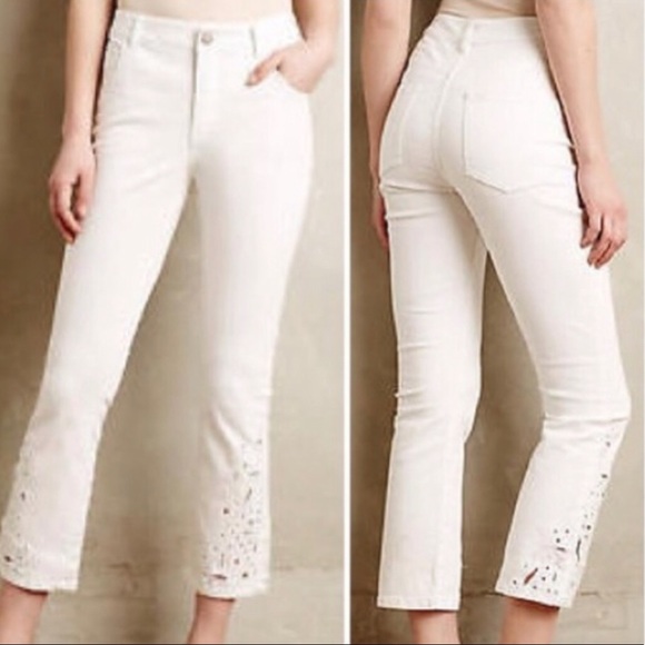 - Anthropologie Pilcro and the Letterpress Superscript High Rise White Cro… - Picture 3 of 14
